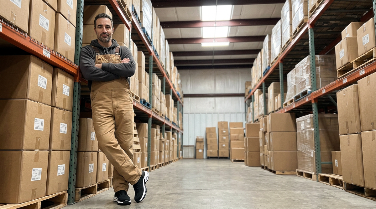 Mike Walker in the warehouse